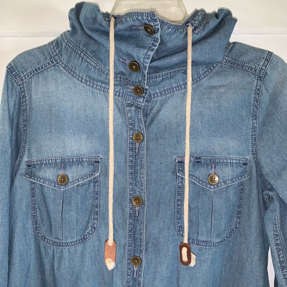 Anthropologie Hooded Chambray Jacket/Button Down - Picture 12 of 16